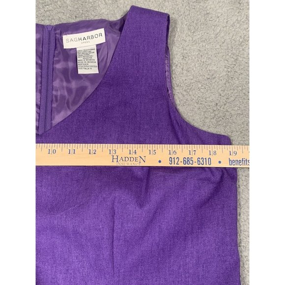 Sag Harbor Purple Linen Blend 2 Piece Sheath Dress w/ Jacket‎ Floral Size 10 - Picture 8 of 16